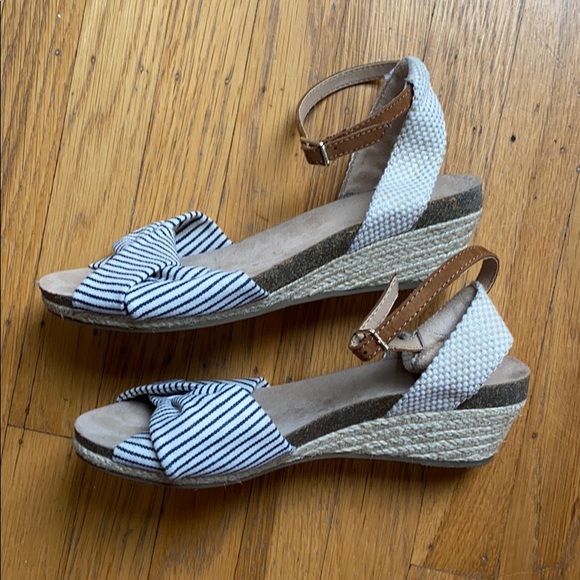 Beige and Navy Striped Espadrille Shoes - Picture 6 of 7